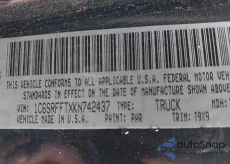 2019 Ram 1500 Big Horn/Lone Star from USA, damaged, VIN 1C6SRFFTXKN742437